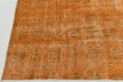 Tapis Vintage Orange Ocre Patiné, Style Bohème Chic