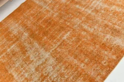 Tapis Vintage Orange Ocre Patiné, Style Bohème Chic