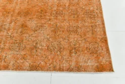 Tapis Vintage Orange Ocre Patiné, Style Bohème Chic