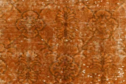 Tapis Vintage Orange Ocre Patiné, Style Bohème Chic