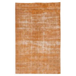 Tapis Vintage Orange Ocre Patiné, Style Bohème Chic