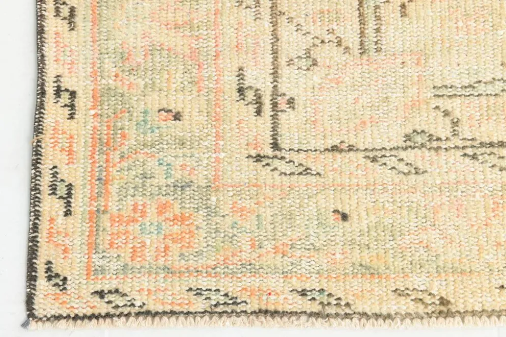 Tapis vintage Oushak rose blush et vert sauge pour salon, 166x266 cm