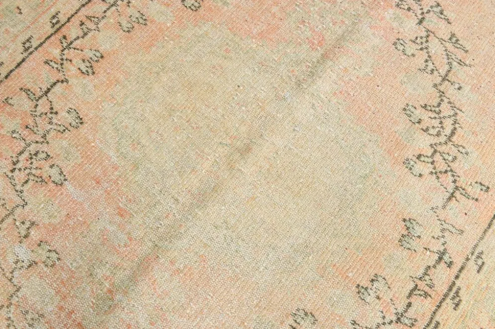 Tapis vintage Oushak rose blush et vert sauge pour salon, 166x266 cm