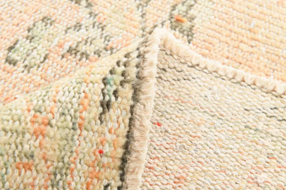 Tapis vintage Oushak rose blush et vert sauge pour salon, 166x266 cm