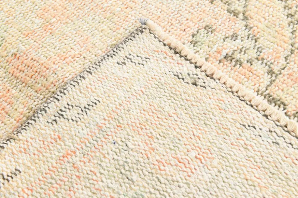 Tapis vintage Oushak rose blush et vert sauge pour salon, 166x266 cm
