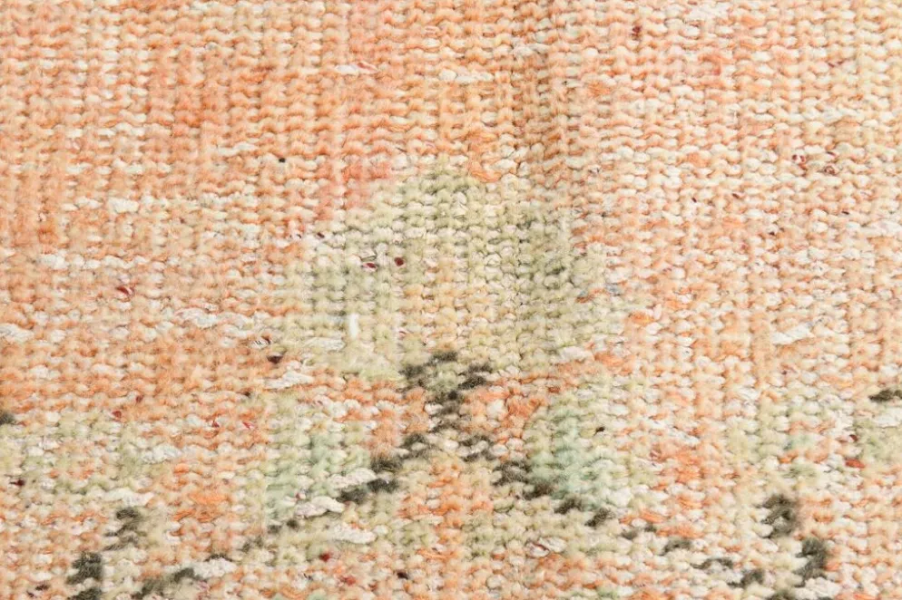 Tapis vintage Oushak rose blush et vert sauge pour salon, 166x266 cm