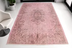 Tapis vintage Oushak rose de décoration intérieure sku 2530