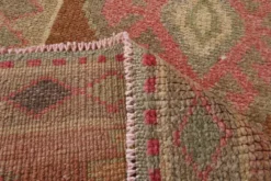 Tapis vintage taupe et rose poussiéreux pour couloir, 83x308 cm