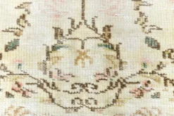 Tapis Vintage Turc Crème, Médaillon Floral, Style Shabby Chic, 150x250Cm