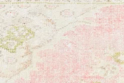 Tapis vintage turc en laine fait main, rose blush atténué, Oushak, 186x290 cm