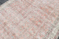 Tapis vintage turc floral oversize rose doux, 219x313 cm