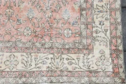 Tapis vintage turc floral oversize rose doux, 219x313 cm