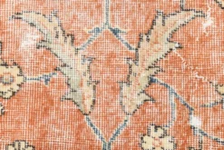 Tapis vintage turc orange et bleu avec bordure 8x11, tapis pour chambre, antique