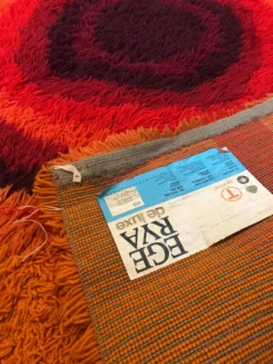 Tapis XXL Ege Taepper Rya De Luxe, Rug en laine orange 70