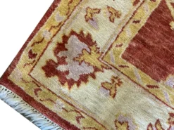 Tapis Ziegler indien, grand tapis en laine rouille noué à la main, tapis de salon