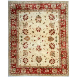 Tapis Ziegler oriental floral, en laine crème noué à la main