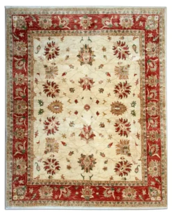 Tapis Ziegler oriental floral, en laine crème noué à la main