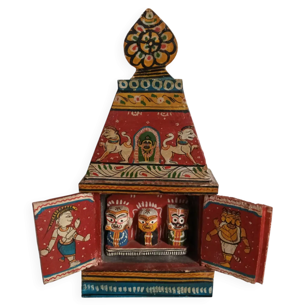 Temple indien en bois peint à la main