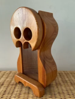 Tirelire vintage hibou en pin massif