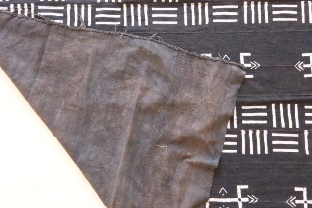 Tissu vintage du Mali noir et blanc