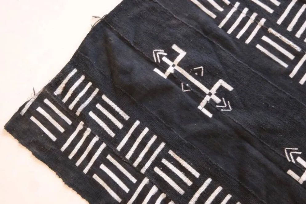 Tissu vintage du Mali noir et blanc