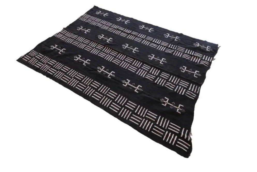 Tissu vintage du Mali noir et blanc