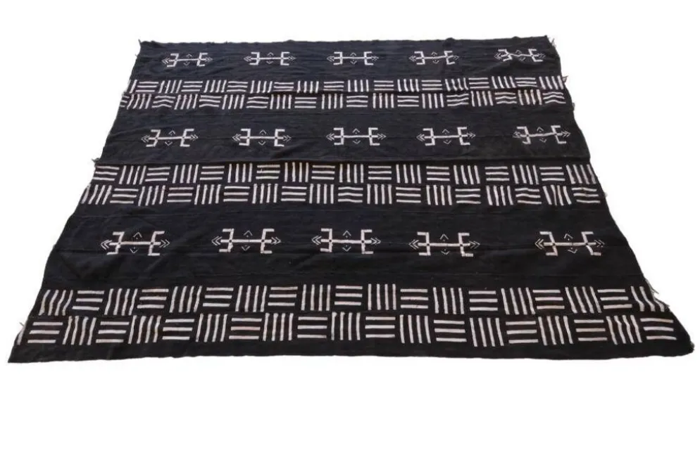 Tissu vintage du Mali noir et blanc