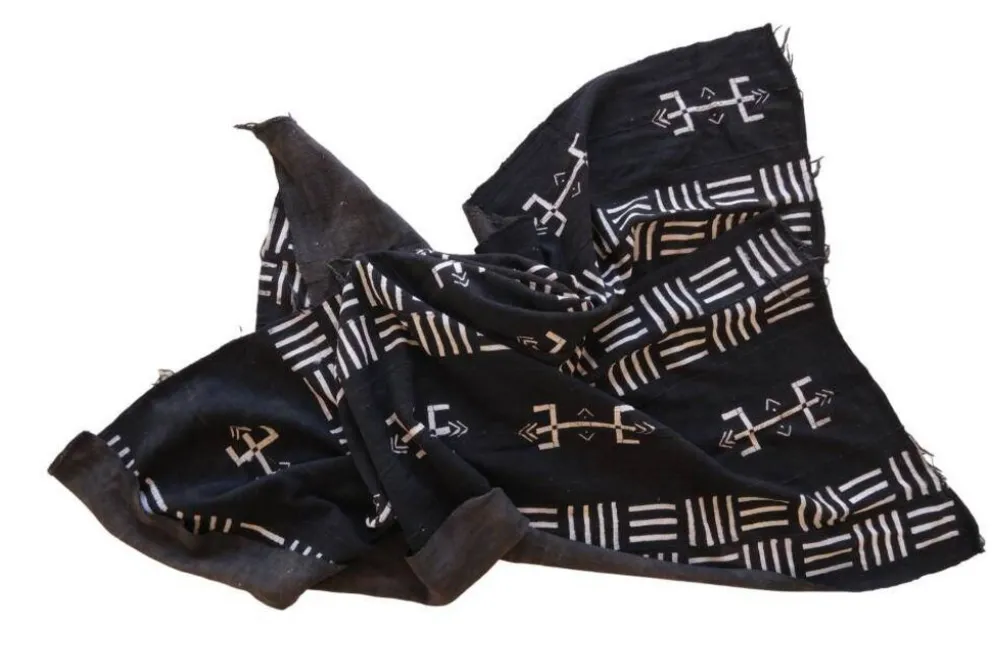 Tissu vintage du Mali noir et blanc
