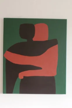 Toile couple minimaliste "Can i hold you" signée