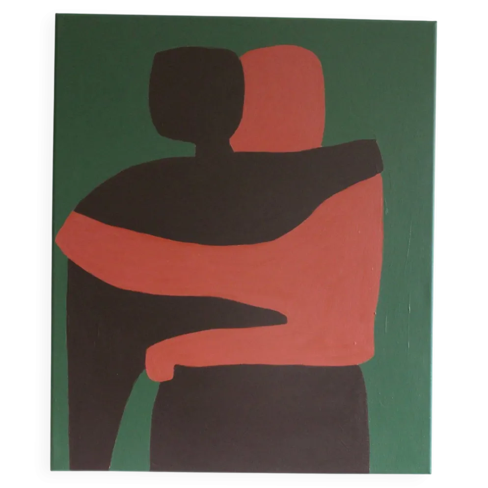 Toile couple minimaliste "Can i hold you" signée