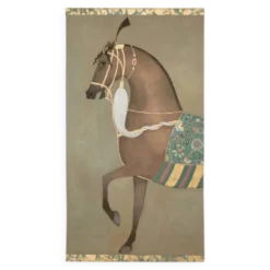 Toile peinte figurant un cheval indien de profil. Travail contemporain.