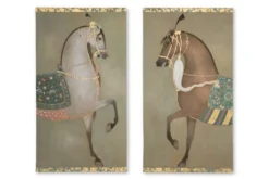 Toile peinte figurant un cheval indien de profil. Travail contemporain