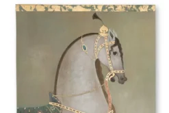 Toile peinte figurant un cheval indien de profil. Travail contemporain