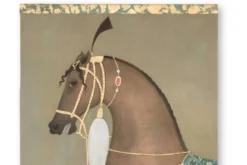 Toile peinte figurant un cheval indien de profil. Travail contemporain.
