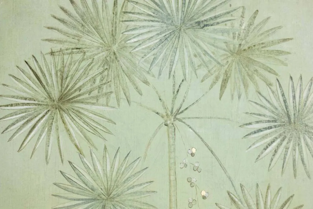 Toile peinte, ou panneau décoratif, Perroquets et feuillages. Contemporain.
