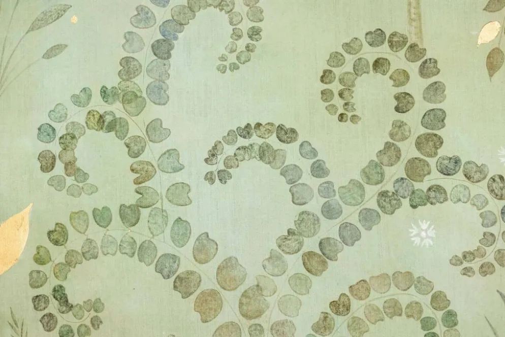 Toile peinte, ou panneau décoratif, Perroquets et feuillages. Contemporain.