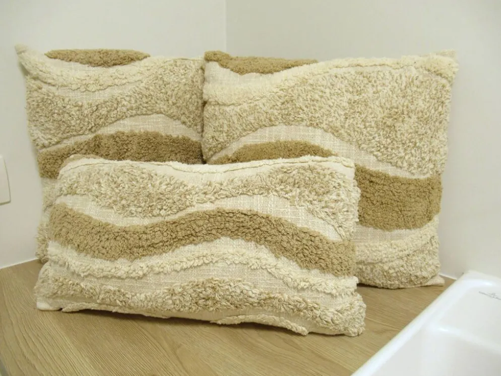 Tramas Ensemble de 3 coussins en coton NEUF