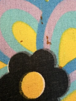 Transat années 70en toile à motifs colorés