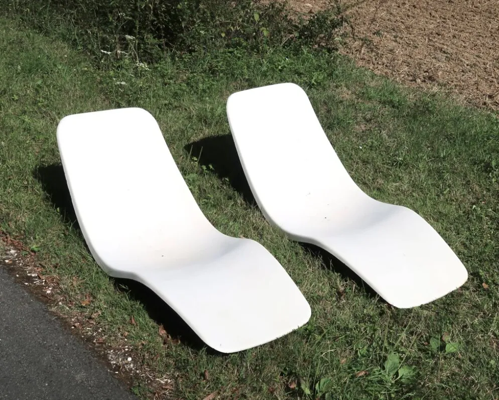 Transat chaise longue de Charles Zublena en fibre de verre, années 60