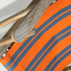 Transat chilienne ancienne toile rayée orange et gris patine d'origine