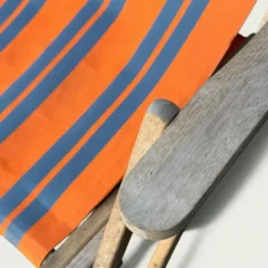 Transat chilienne ancienne toile rayée orange et gris patine d'origine