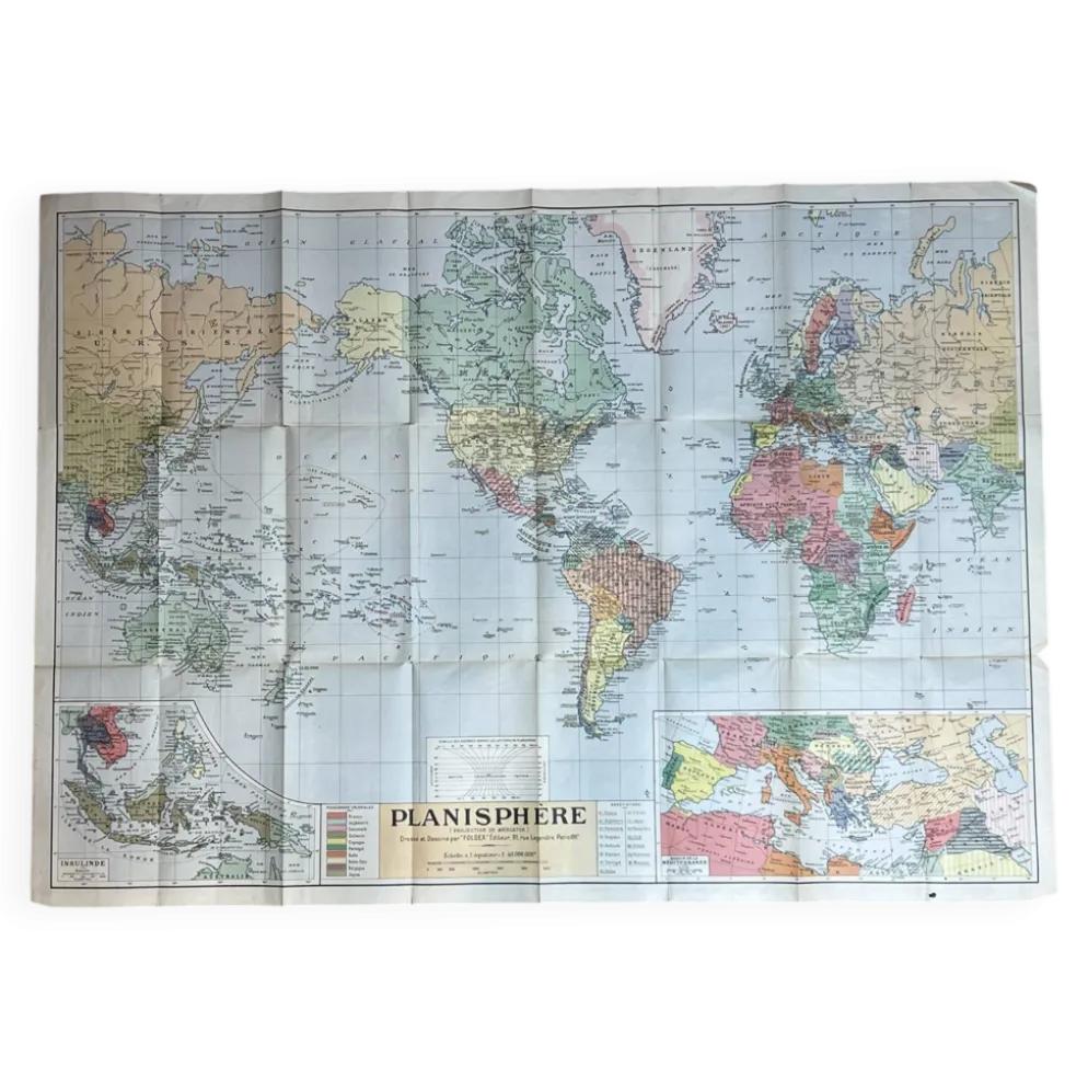 Tres grande carte mondiale 104x74cm