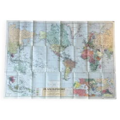 Tres grande planisphère Foldex - carte du monde en couleurs 104x74cm