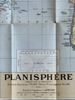 Tres grande planisphère Foldex - carte du monde en couleurs 104x74cm