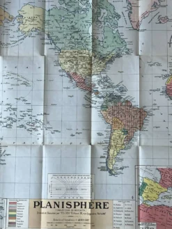 Tres grande planisphère Foldex - carte du monde en couleurs 104x74cm