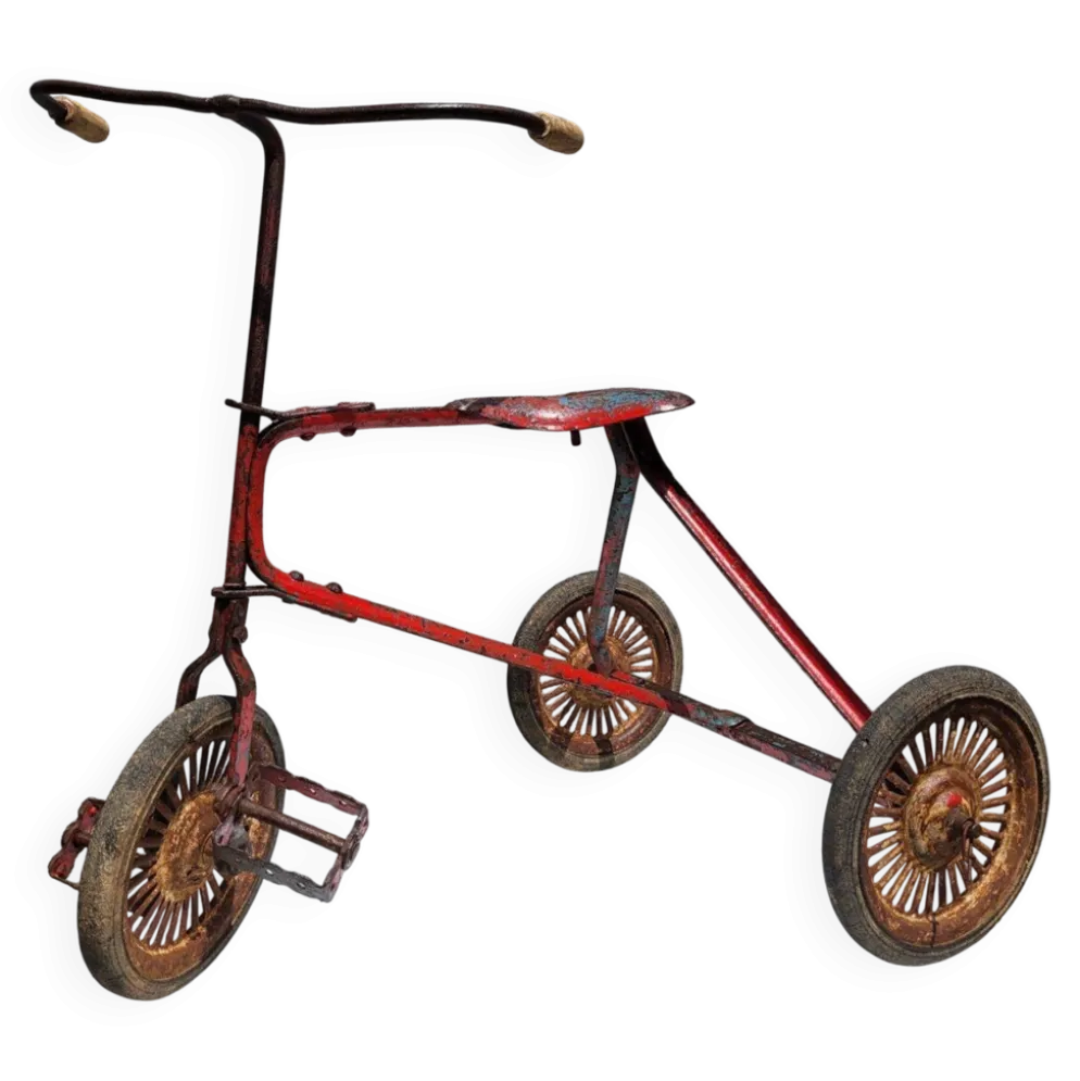 Tricycle enfant métal riveté 1920 • Style urbex