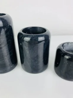 Trio de bougeoirs en marbre noir vintage