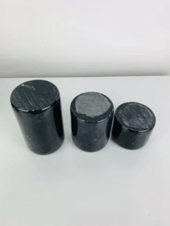 Trio de bougeoirs en marbre noir vintage