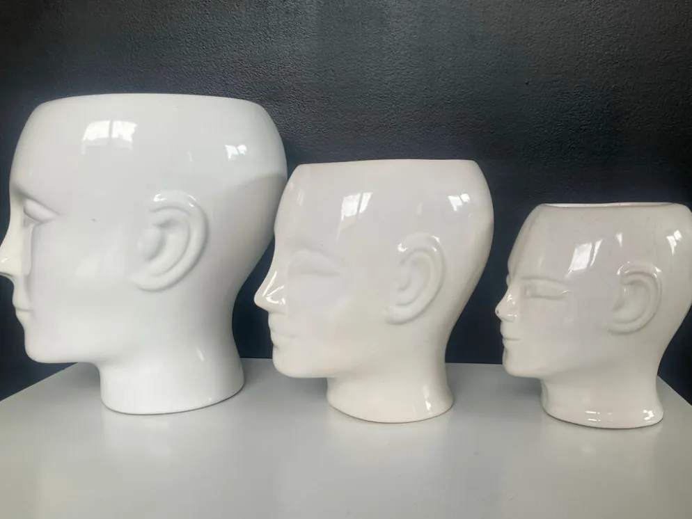 Trio de cache pot vintage en céramique émaillée années 80