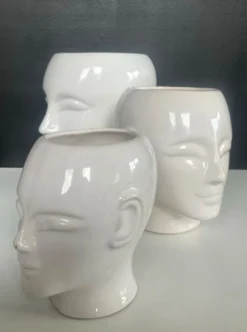 Trio de cache pot vintage en céramique émaillée années 80